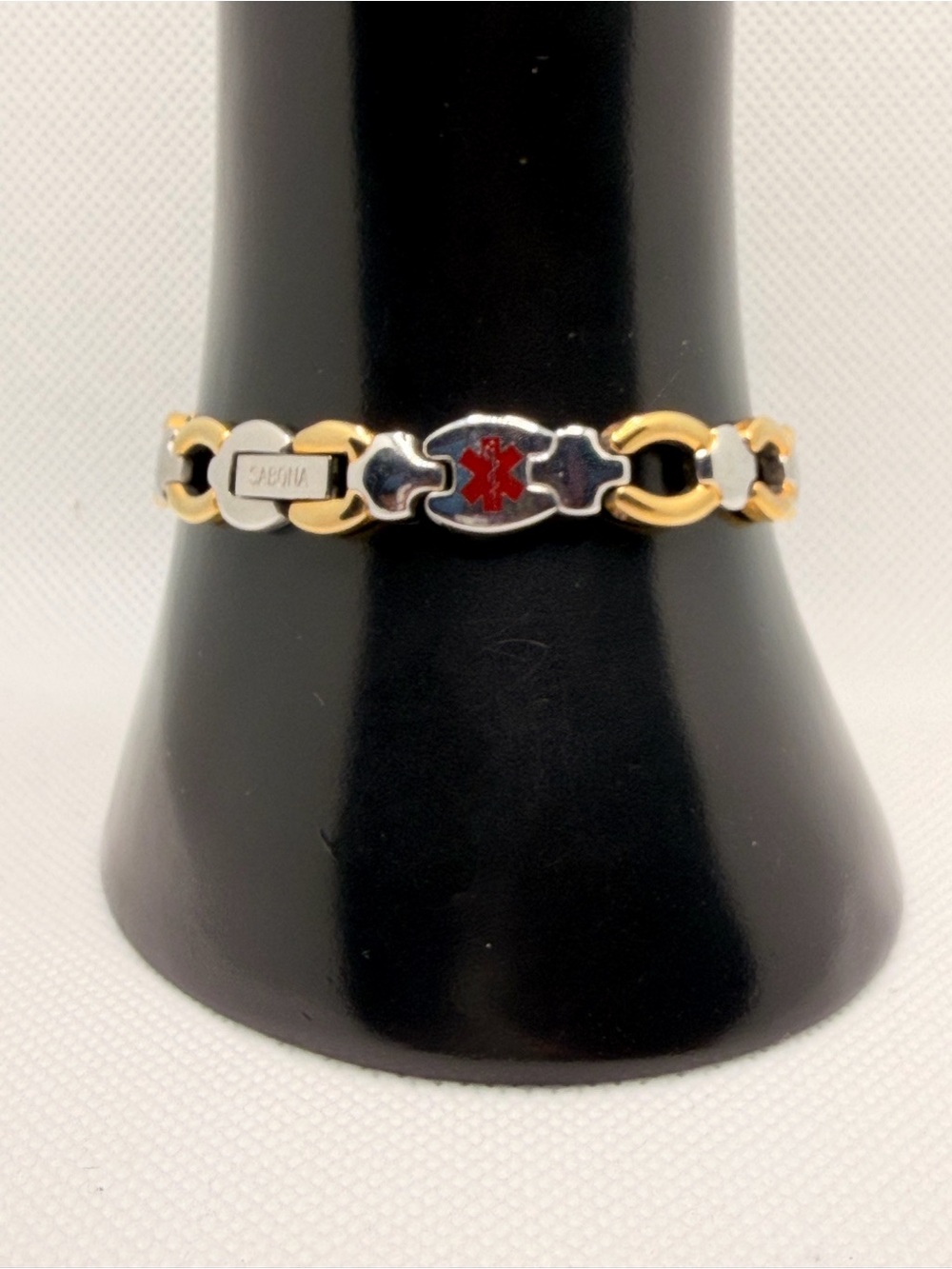 Stainless Steel Diabetes Medical Alert Bracelet Two Tone 7.5"